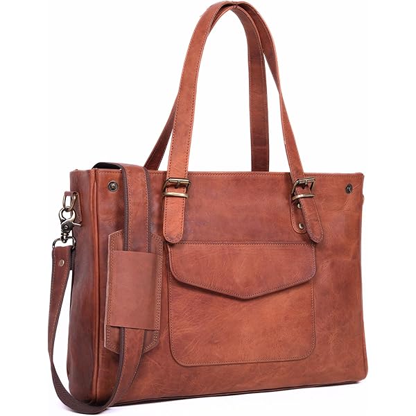 Amazon.com: Vintage Genuine Leather Tote Handbag Shopper
